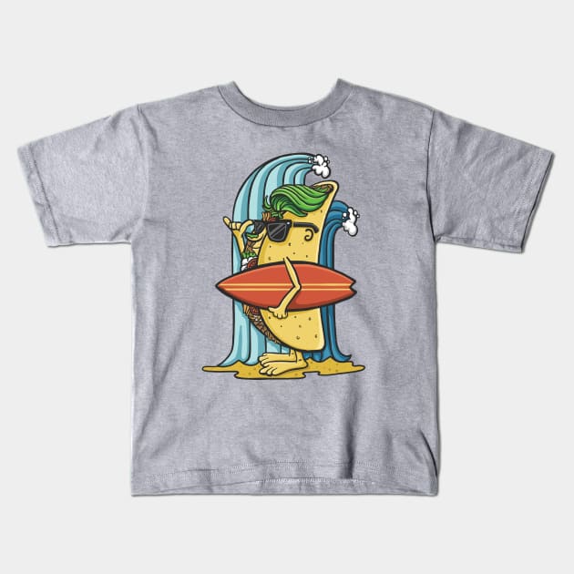 Surf Taco Dude Kids T-Shirt by MSX Grafix